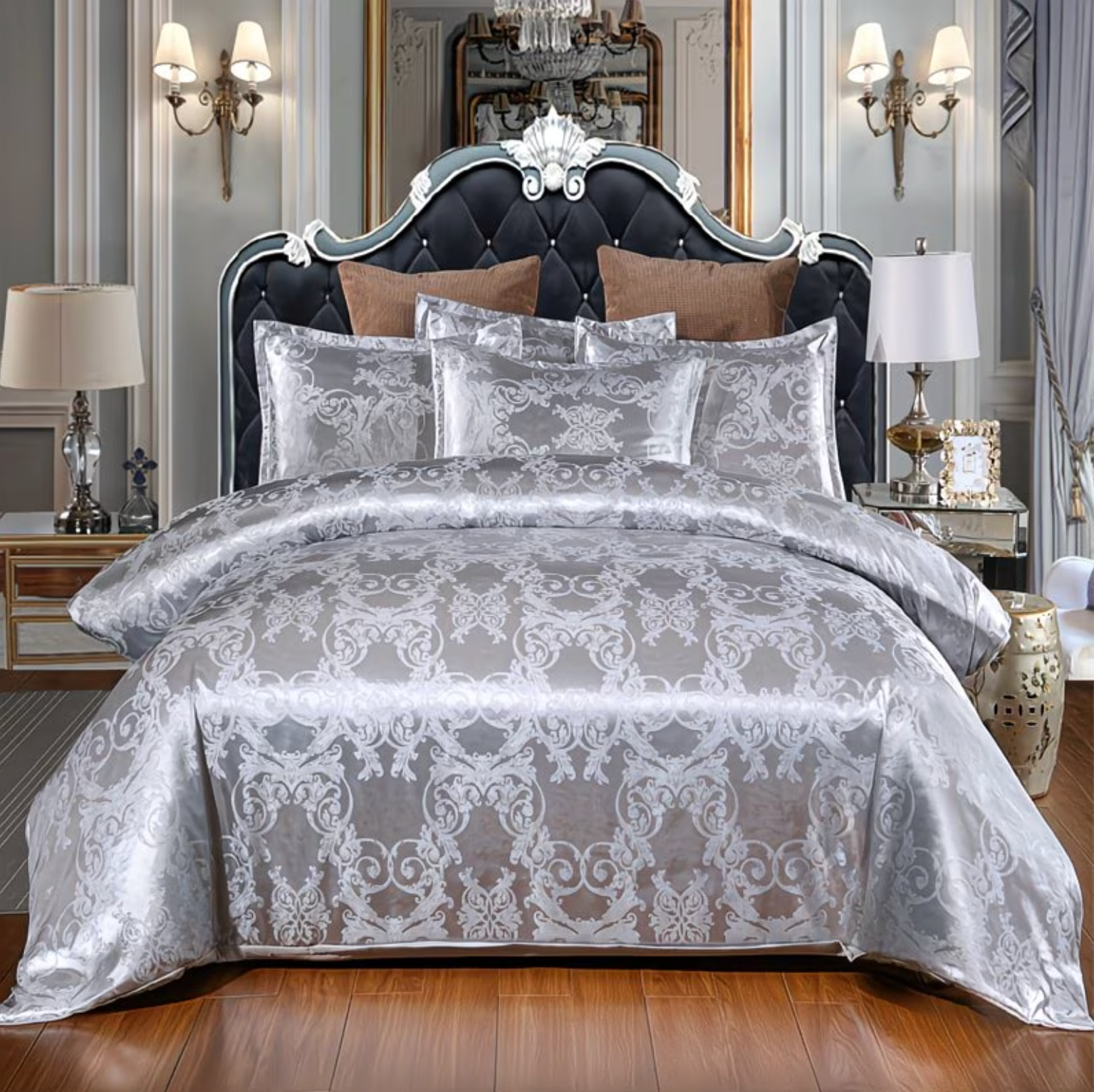 Versailles™ Vintage Royal Jacquard Bedding Set Palace Platinum