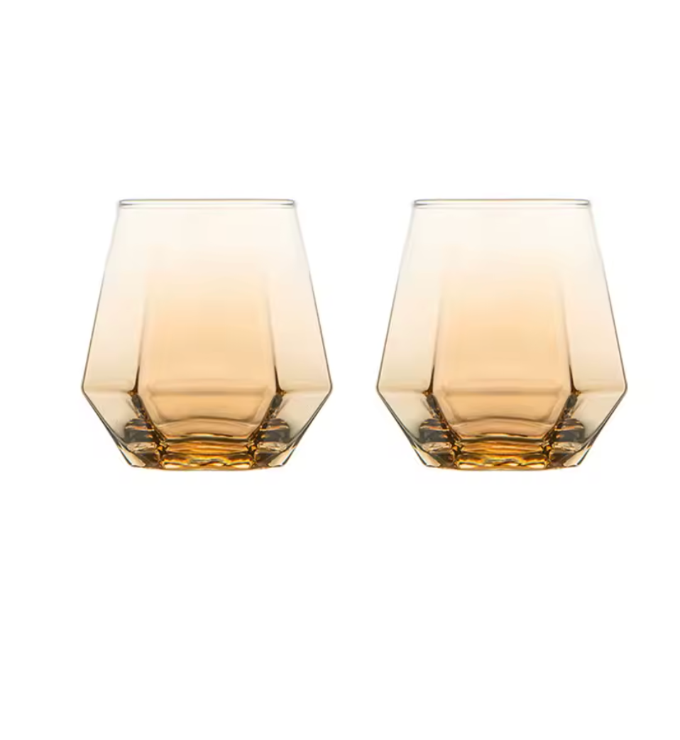 Hexagon Cocktail Glasses Amber