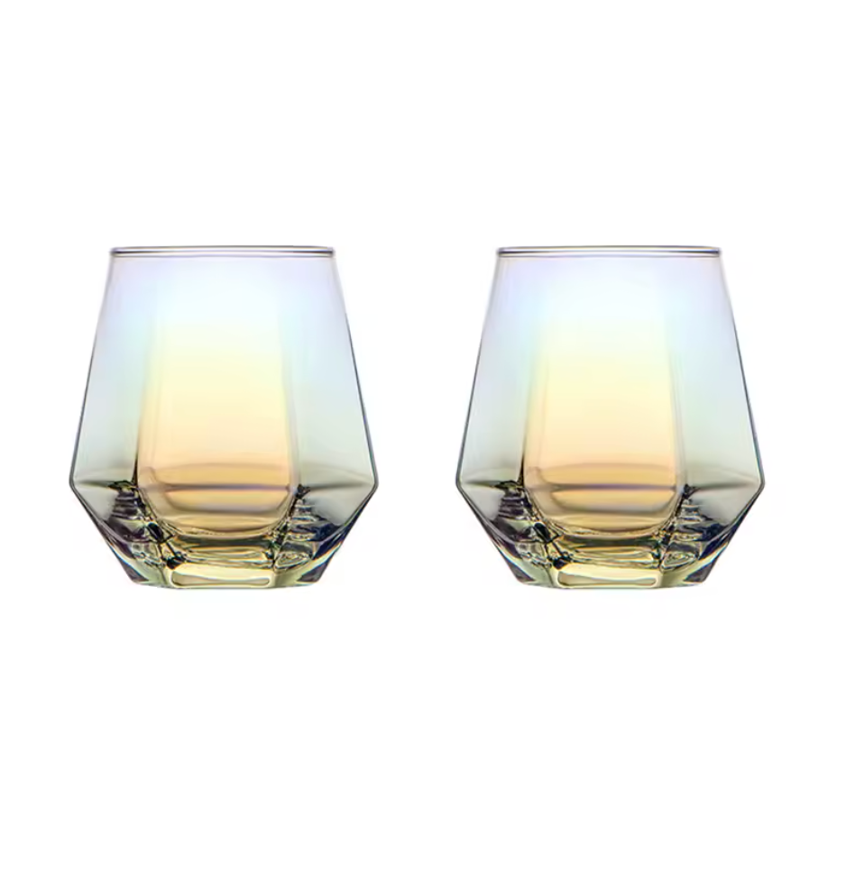 Hexagon Cocktail Glasses Rainbow