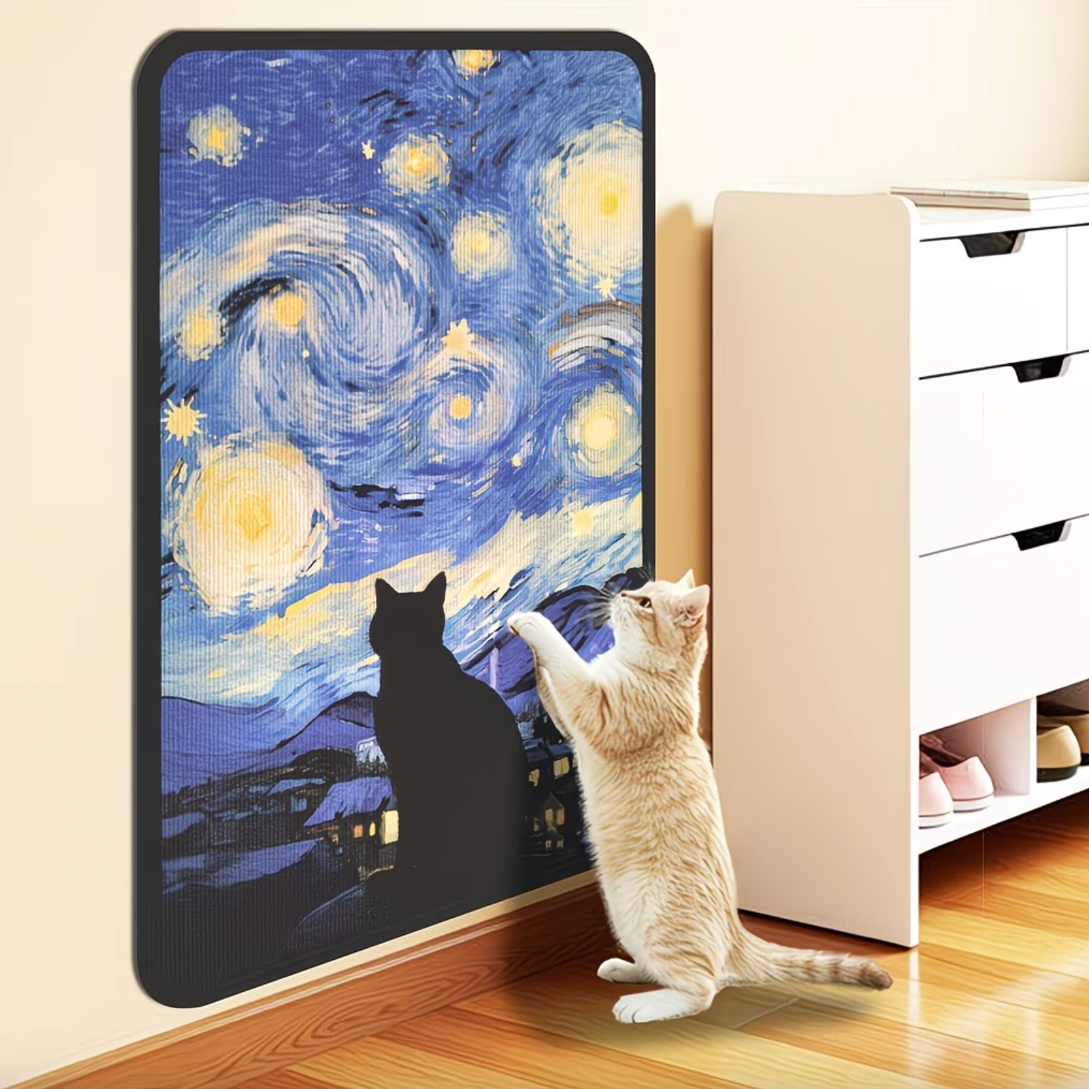 Purrtrait™ - Artistic Cat Scratching Board Nocturne Whiskers
