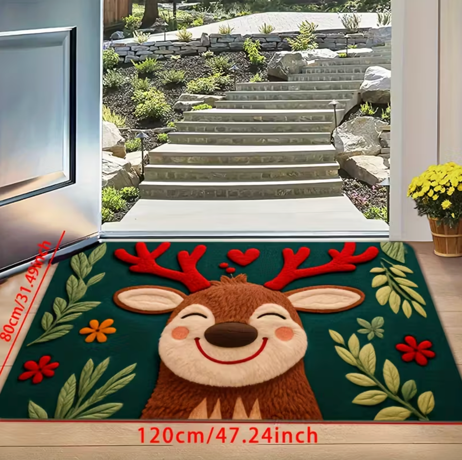 ReindeerSnug™ – Holiday Fluffy Mat Large (47.2 in x 31.5 in)