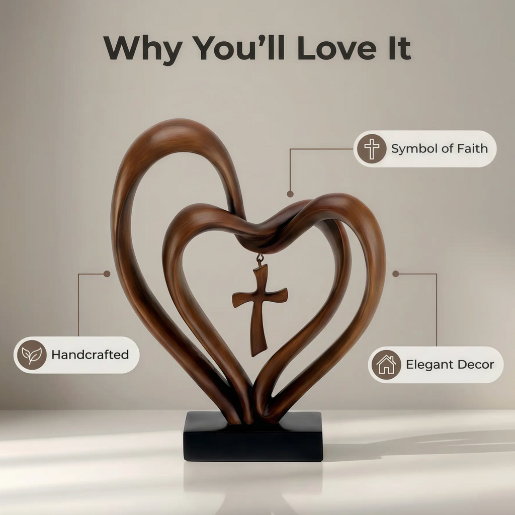 Marriage Takes Three - Entwined Heart & Cross Tabletop Accent