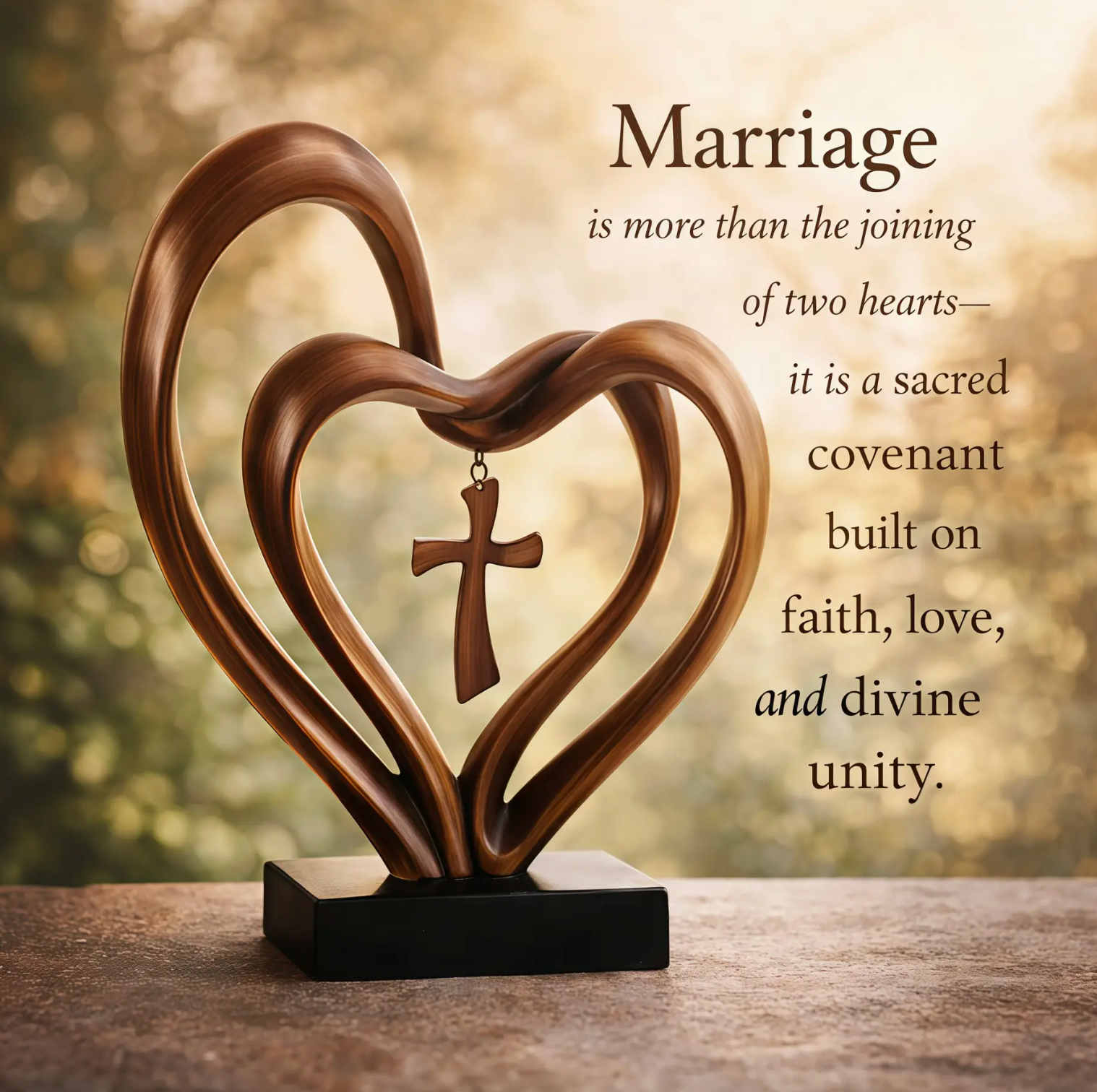 Marriage Takes Three - Entwined Heart & Cross Tabletop Accent