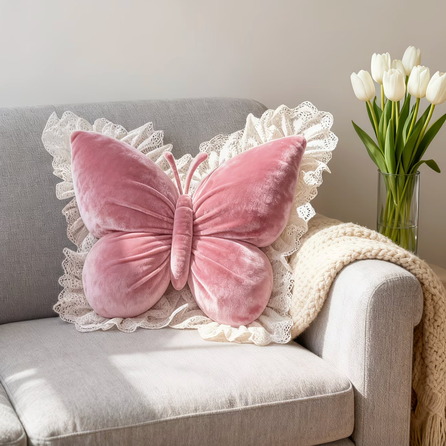 Seraphina™ - Lace Butterfly Pillow