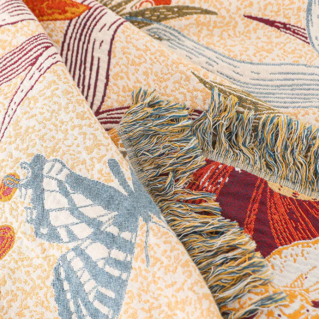 Butterfly Floral Reversible Cotton Blanket