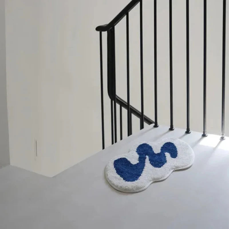 Scribble Irregular Bathmat Blue