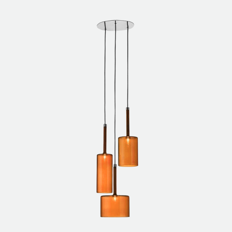 Sculptural Glass Loft Pendant & Chandelier Lights - Final Sale Orange glass 3 Pc Set