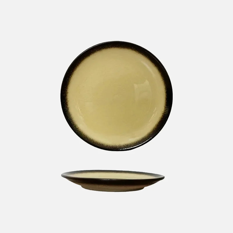 Lava Glaze Ceramic Dinner Plate Yellow Large