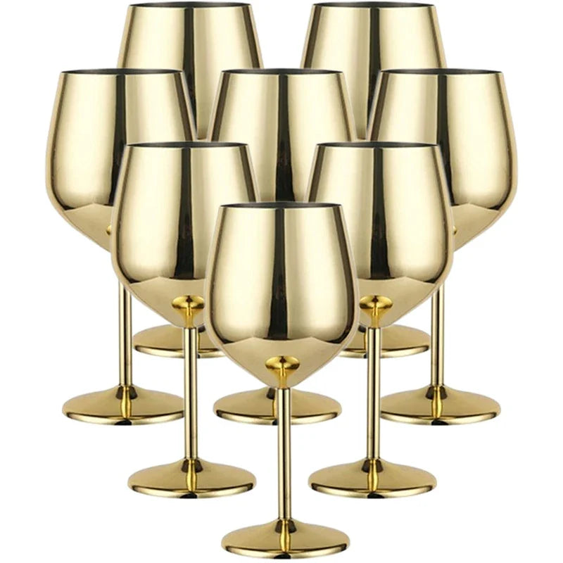 Stainless Steel 8-Piece Glassware Set Gold (Wine Glass)