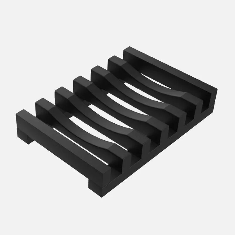 Waveform Silicone Soap Holder Black