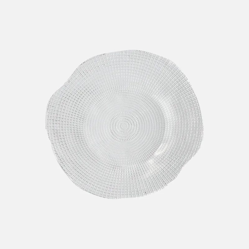 Lattice Glow Glass Plates Wavy Round Large