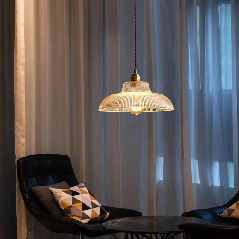 Linden Glow Ribbed Pendant Light