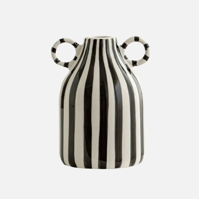 Stripe Loop Ceramic Vase Black