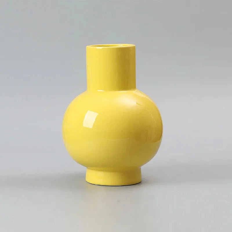Orbita Glazed Ceramic Vase Large Yellow