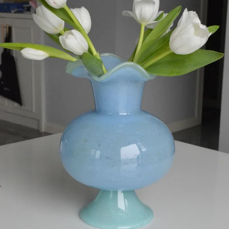Lily Bloom Pedestal Glass Vase