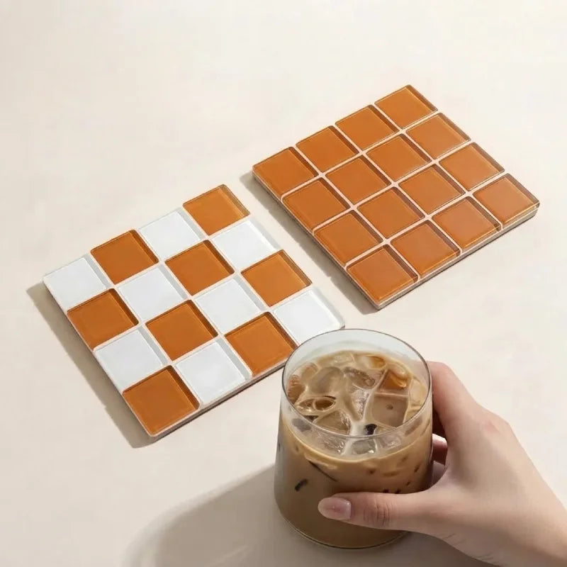 Checker Tile Coaster Set