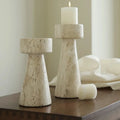 Faux Travertine Stone Candle Holder