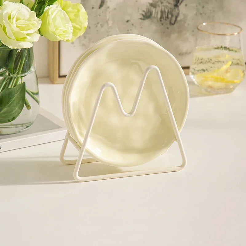 Luna Creme Pastel Dishes 4 pcs White With rack