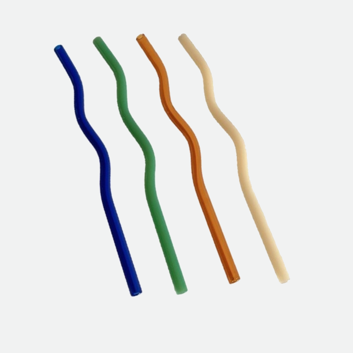 Sea Glass Straws Bright Color 4 Piece Set