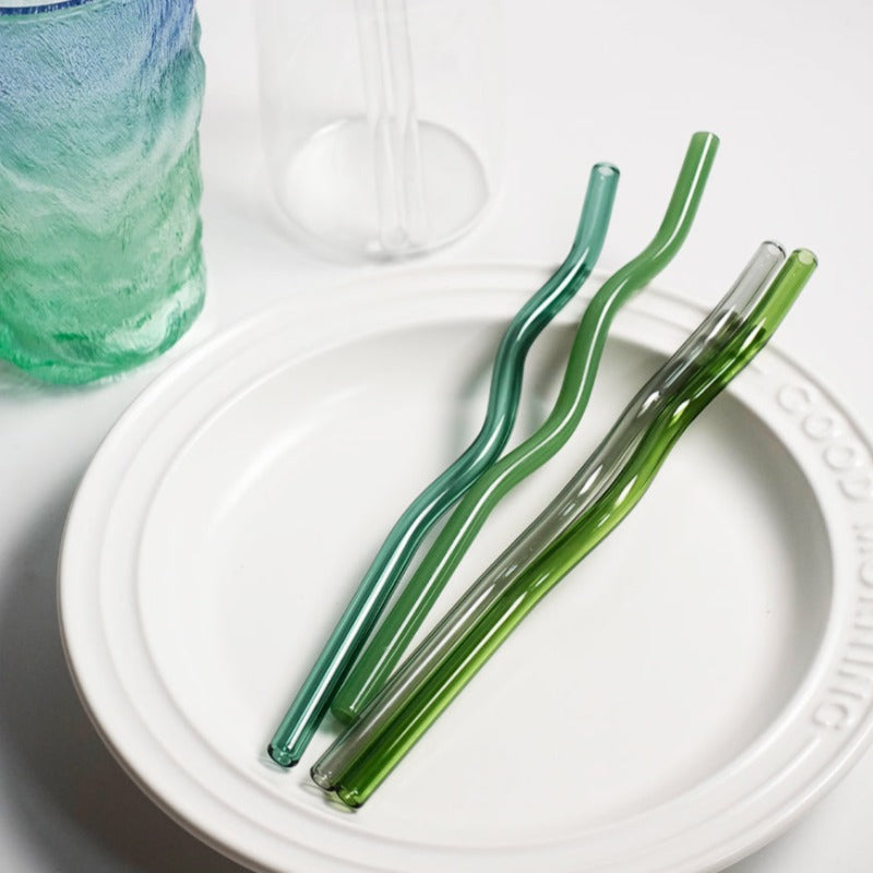 Sea Glass Straws Seaweed 4 Piece Set