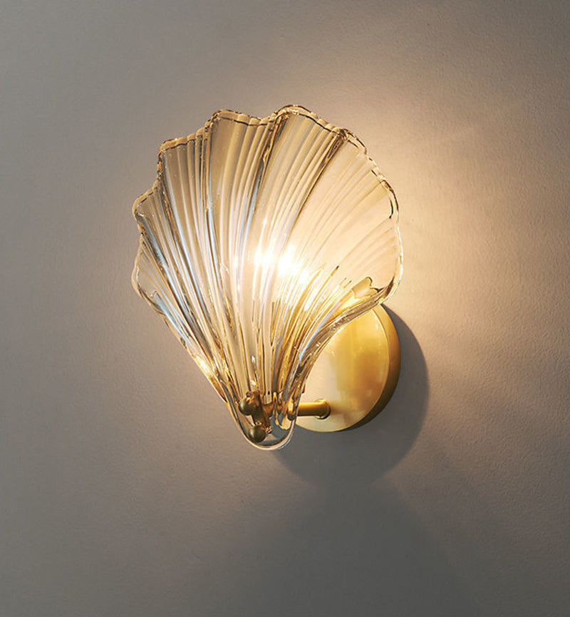 Sea Shell Glass LED Wall Sconce Cognac