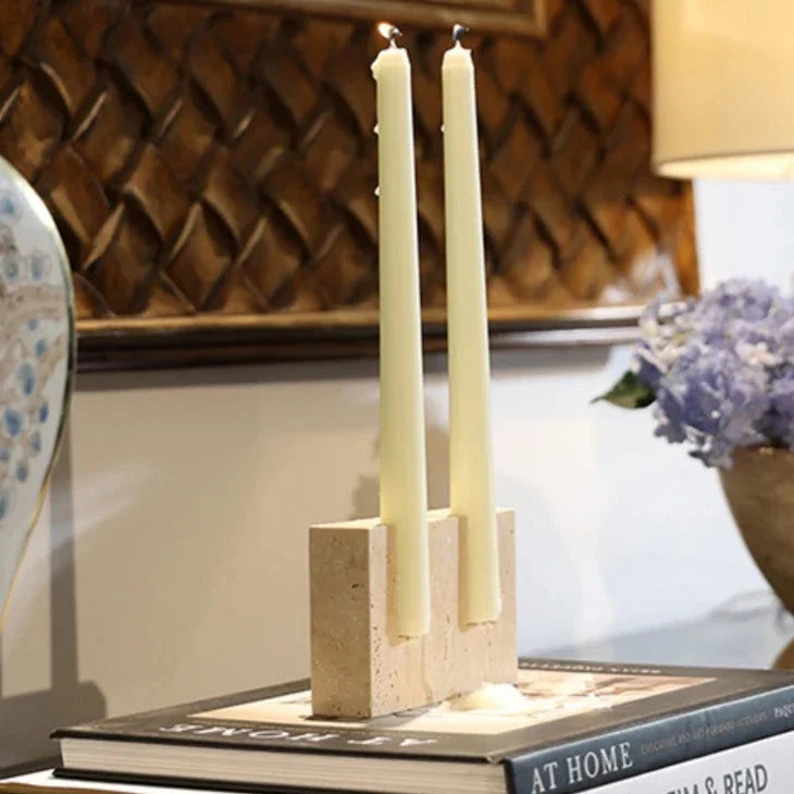 Faux Travertine Candle Holder