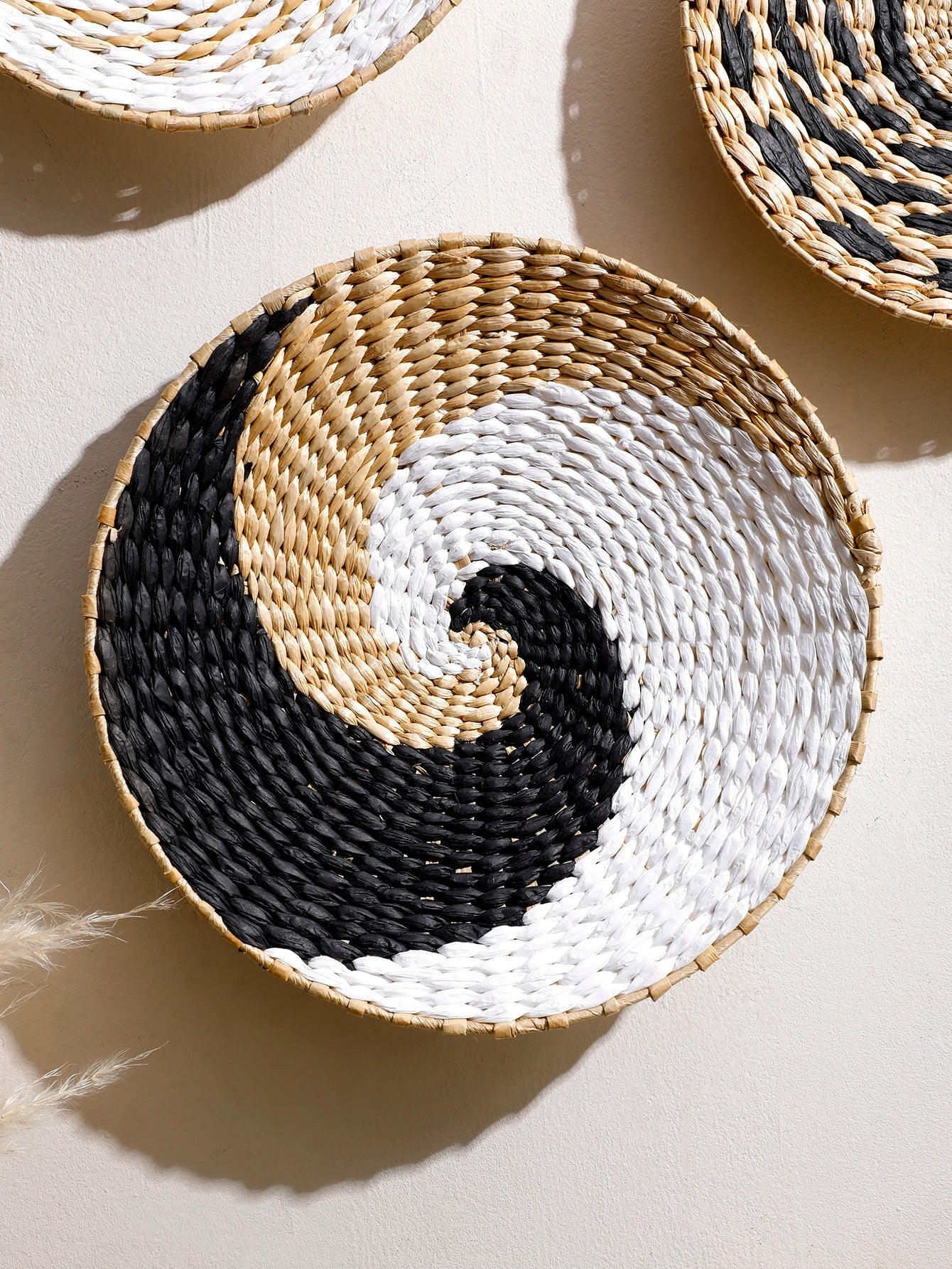 Boho Horizon Seagrass Wall Art Black Wave