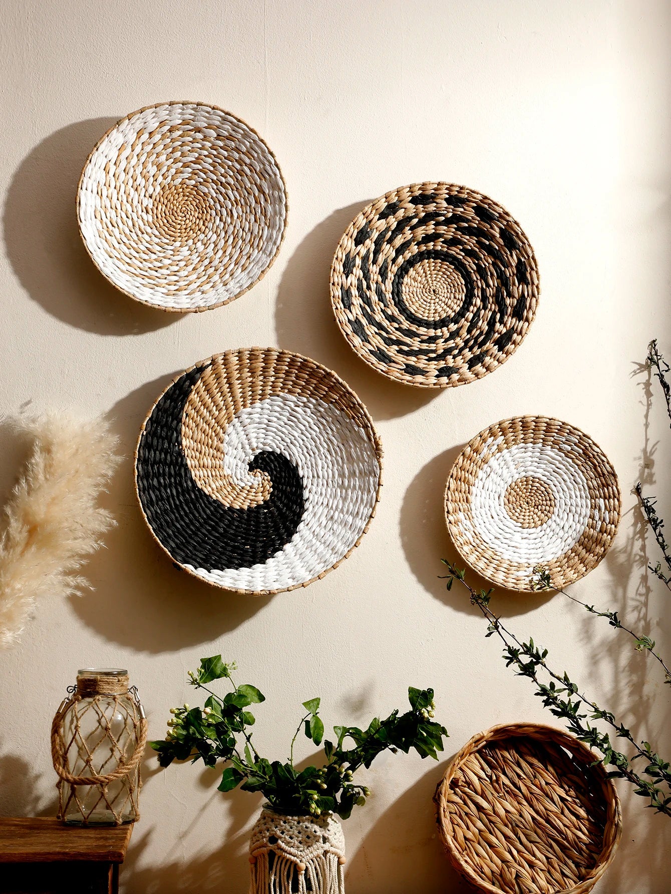 Boho Horizon Seagrass Wall Art Black Set