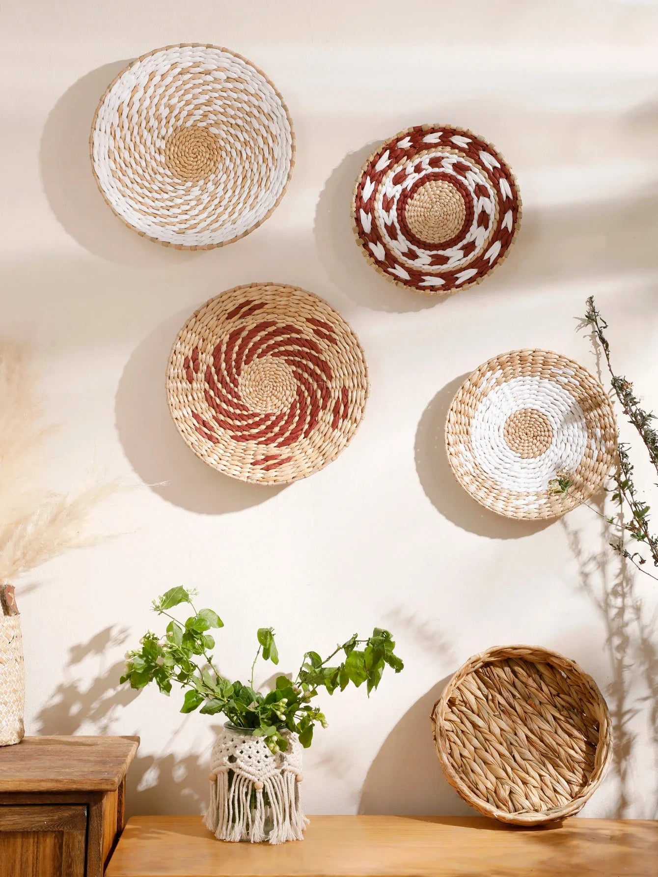 Boho Horizon Seagrass Wall Art Red Set