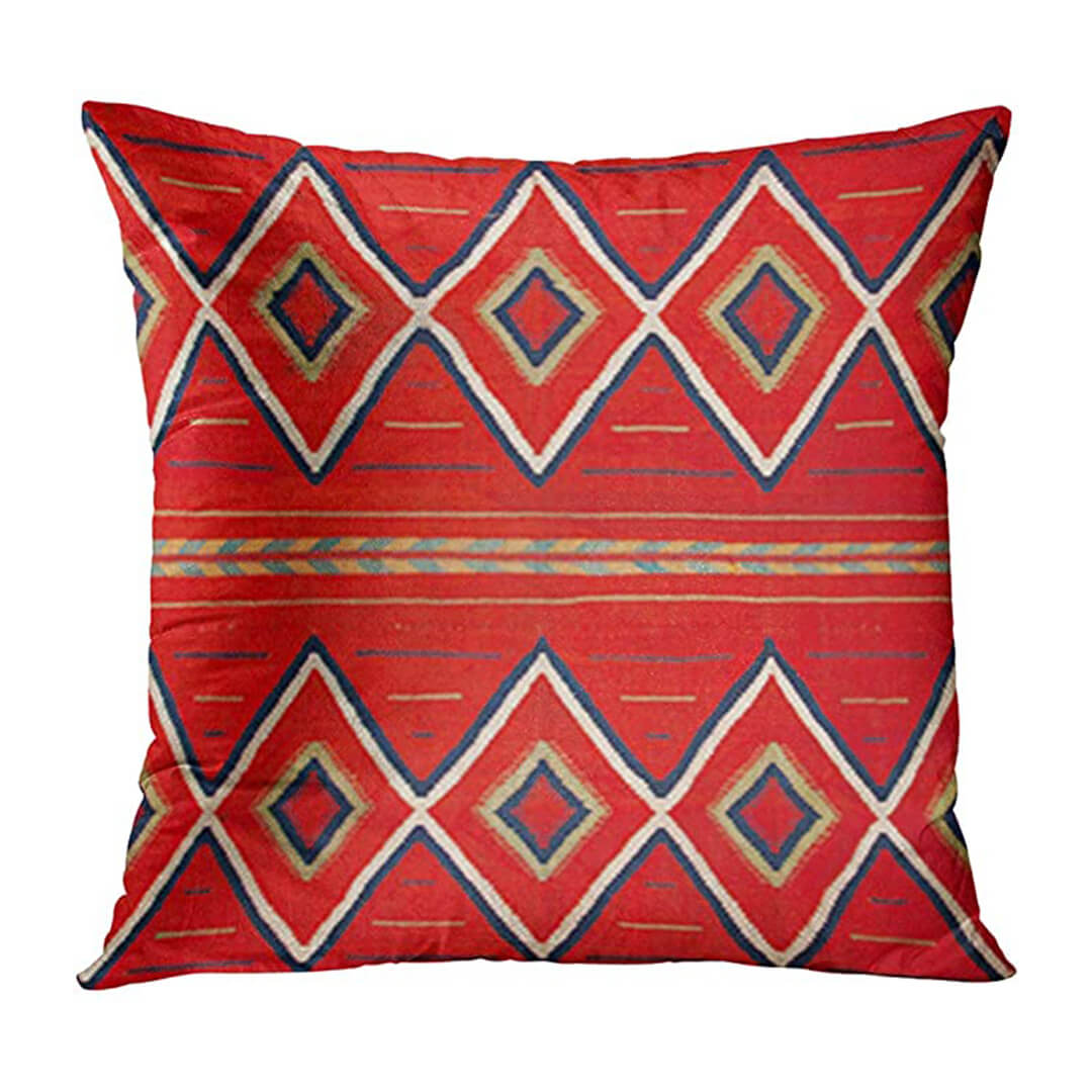 Red Rustic Aztec Cushion Covers Seamless