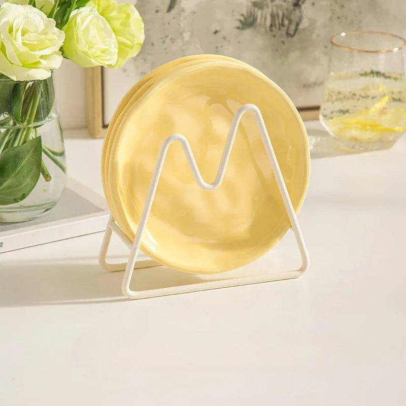 Luna Creme Pastel Dishes 4 pcs Yellow With rack