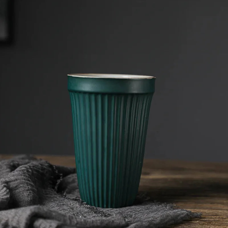 Drip Glaze Ceramic Coffee Cup Dark Green Glaze
