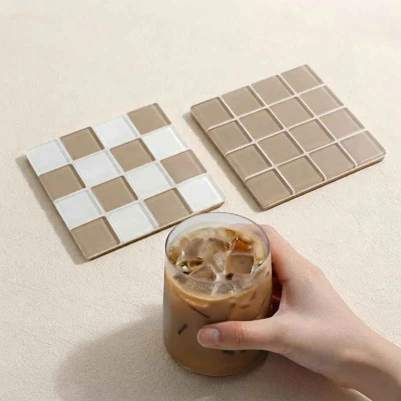 Checker Tile Coaster Set