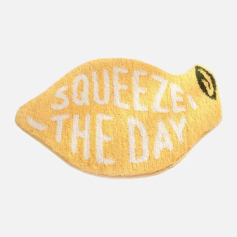 Fruit Pun Flocking Floor Mats Lemon