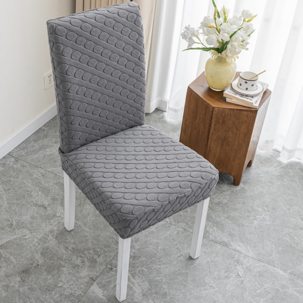 Seraphine Embossed Oval Knitting Dining Chair Cover Without Ruffles Charcoal Gray