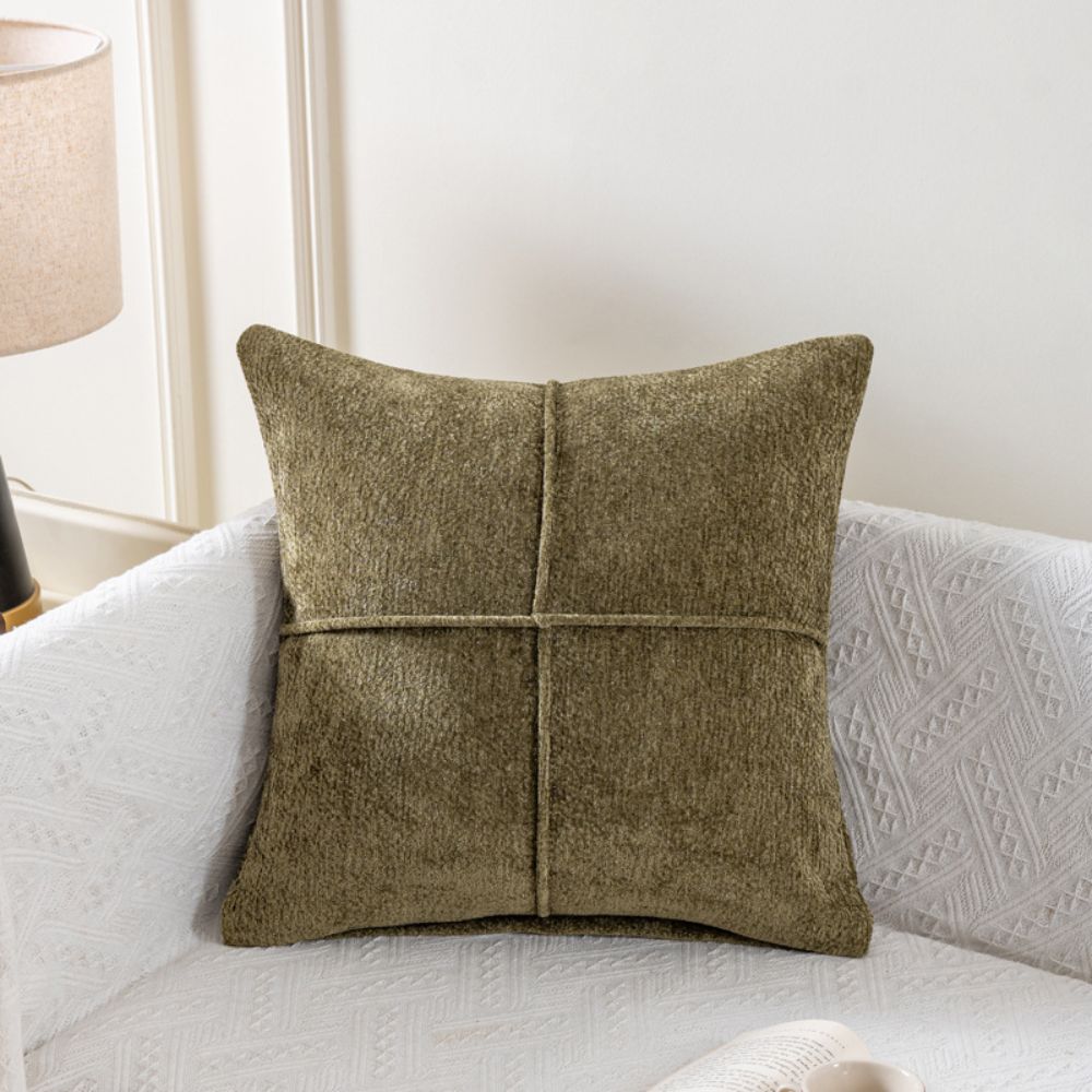 Serene Stitch Cushion Cover Olive Green