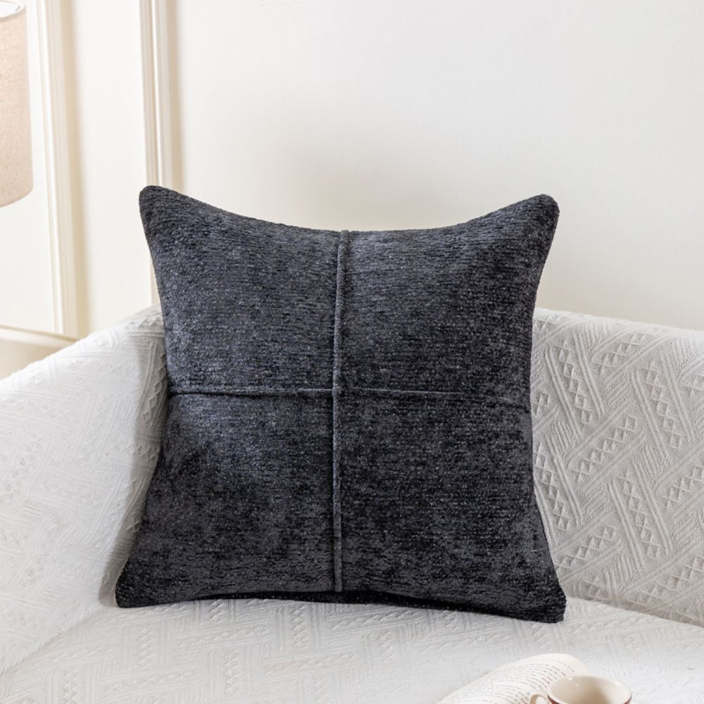 Serene Stitch Cushion Cover Dark Charcoal Gray