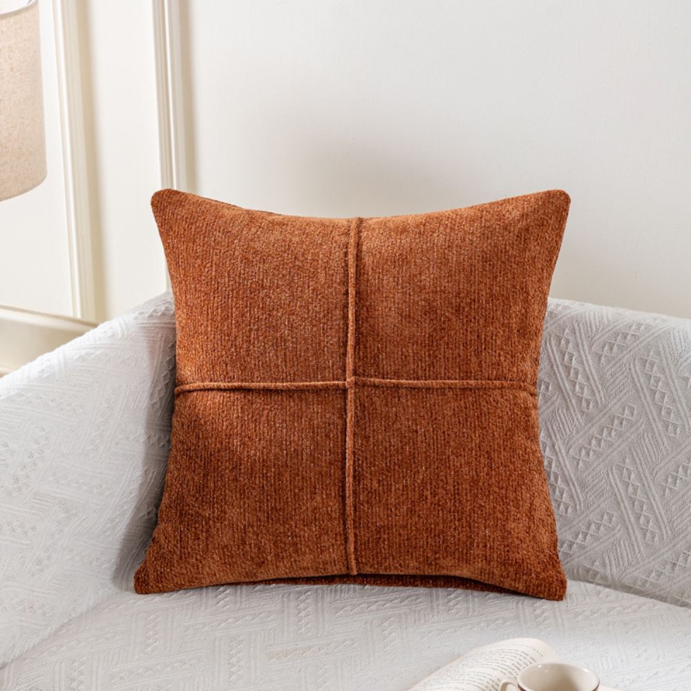 Serene Stitch Cushion Cover Rust