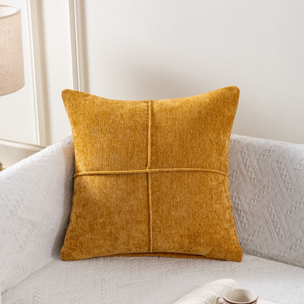 Serene Stitch Cushion Cover Mustard Yellow