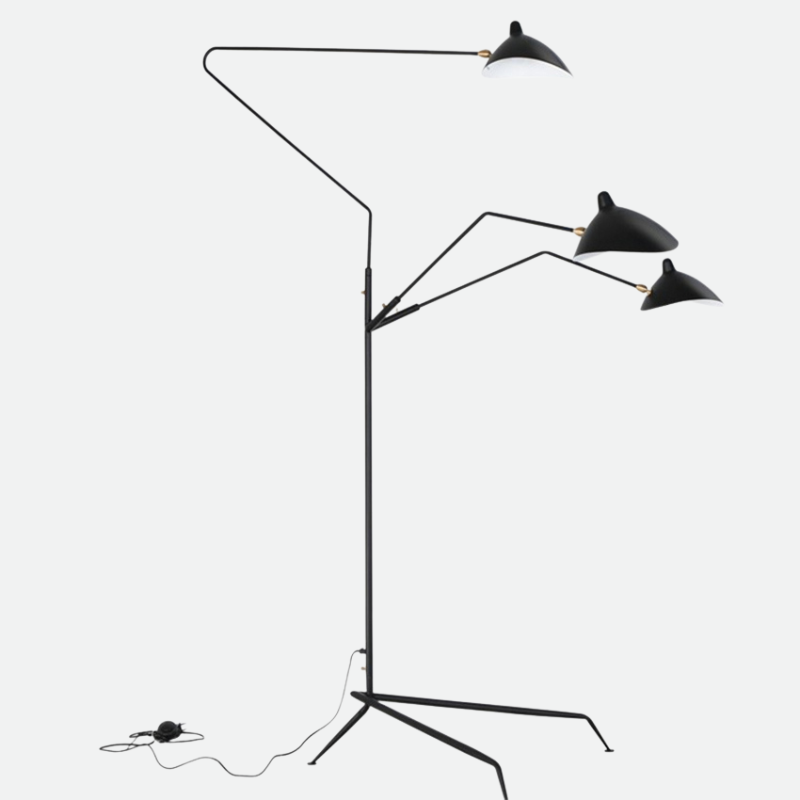 Serge Duckbill Industrial Floor Lamp with 3 Lights Black