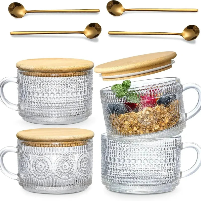 Heritage Embossed Glass Cups (Set of 4)