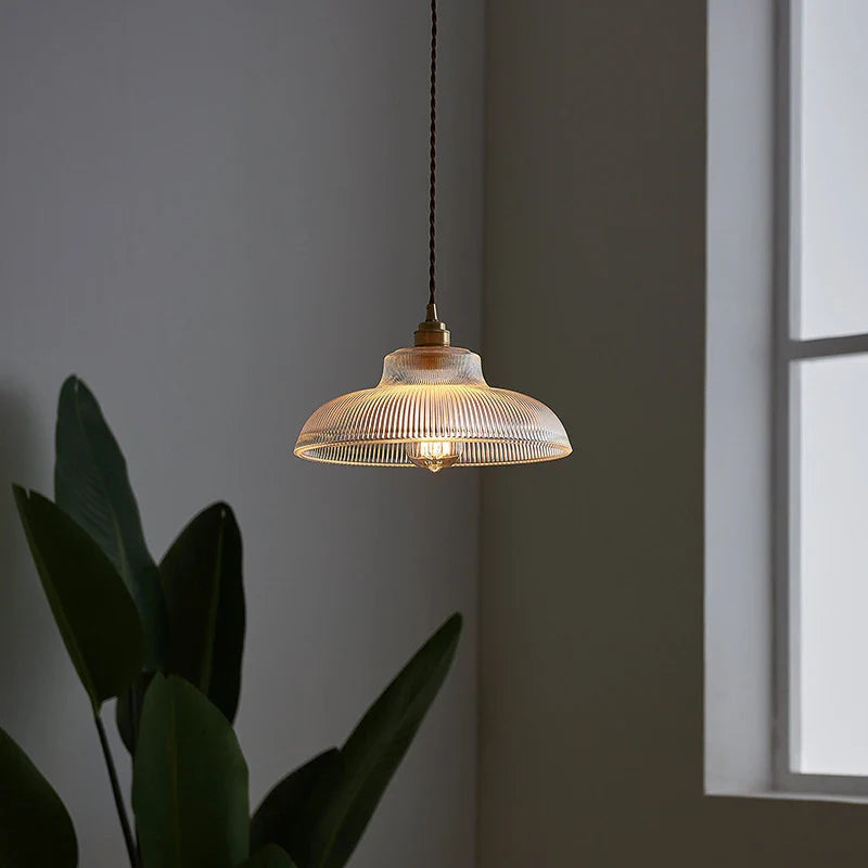 Linden Glow Ribbed Pendant Light