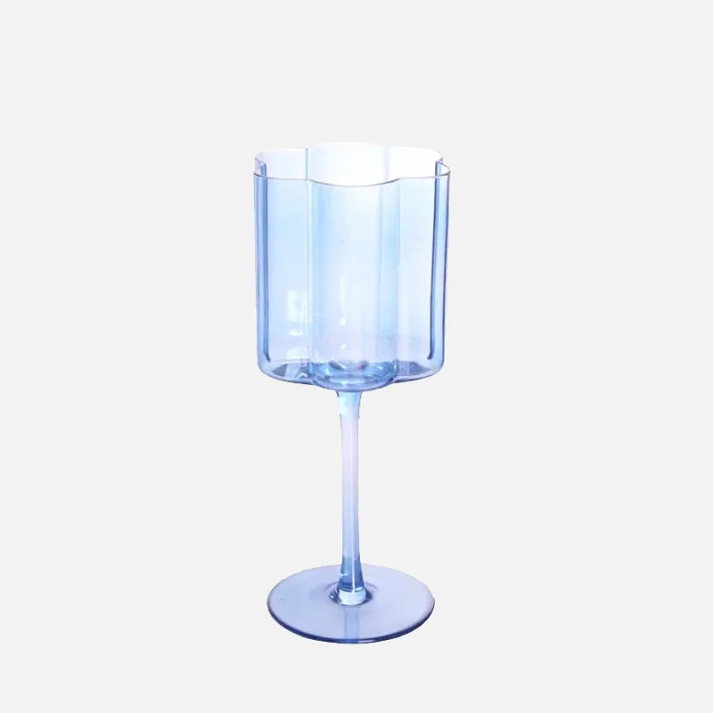 Wave Rim Glass Collection Blue Wine Glass