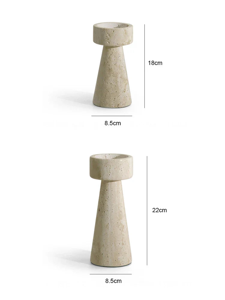 Faux Travertine Stone Candle Holder