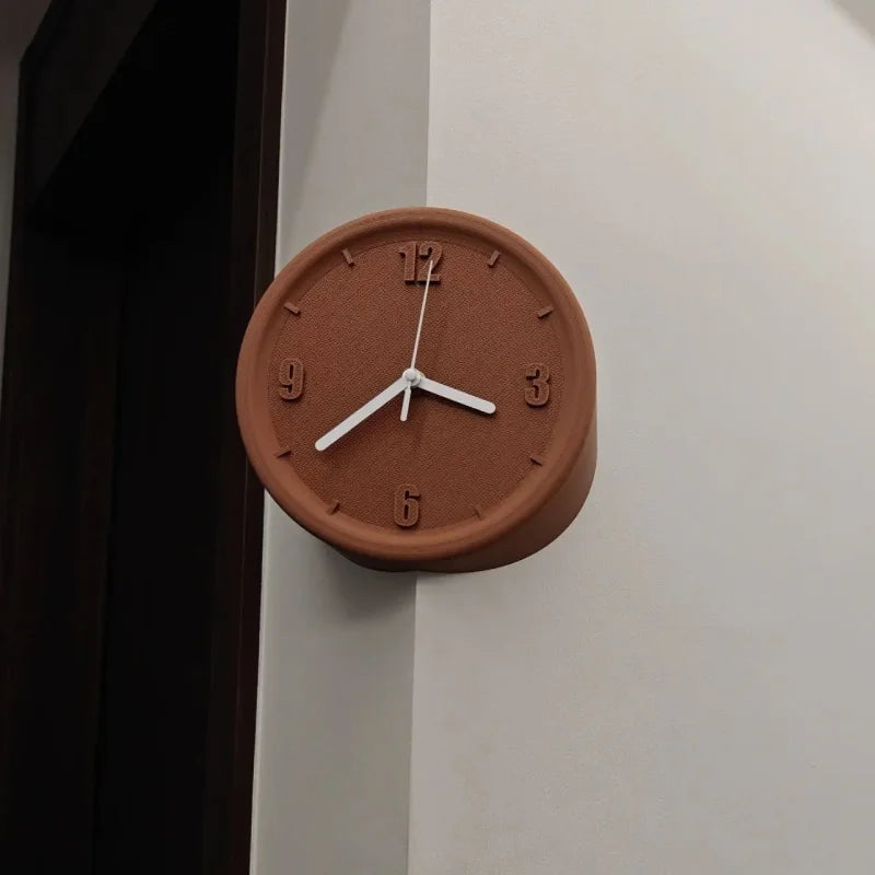 Axis Corner Wall Clock Brown Outer Numbered
