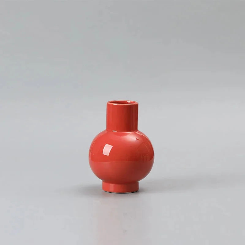 Orbita Glazed Ceramic Vase Small Red