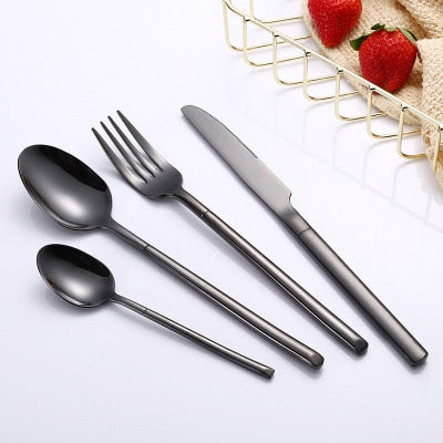 Sheen Stainless Steel 24 Piece Flatware Set Black