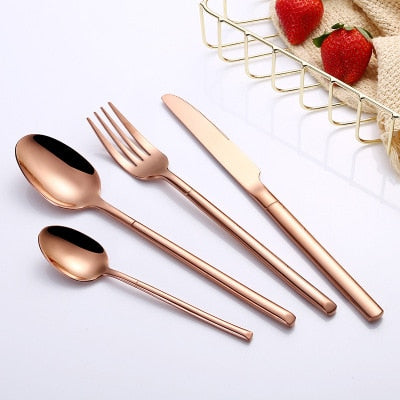 Sheen Stainless Steel 24 Piece Flatware Set Rose Gold