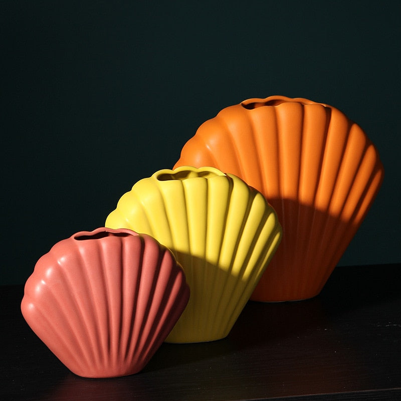 Shell Floral Ceramic Vase