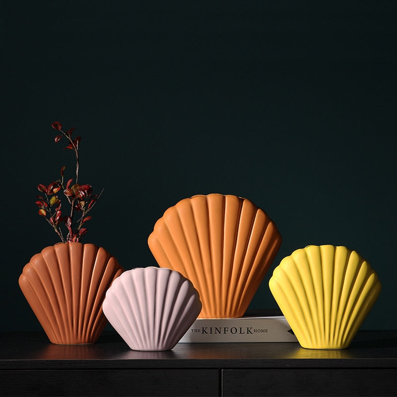 Shell Floral Ceramic Vase